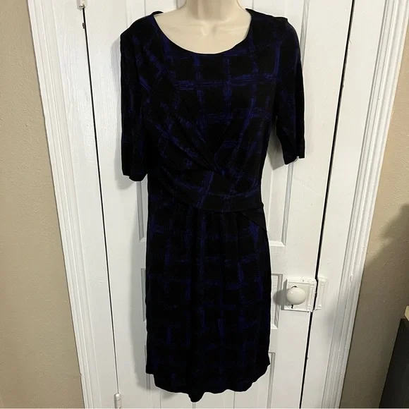 Hugo Boss Blue Black Sheath Career Dress Small I - Picture 3 of 10